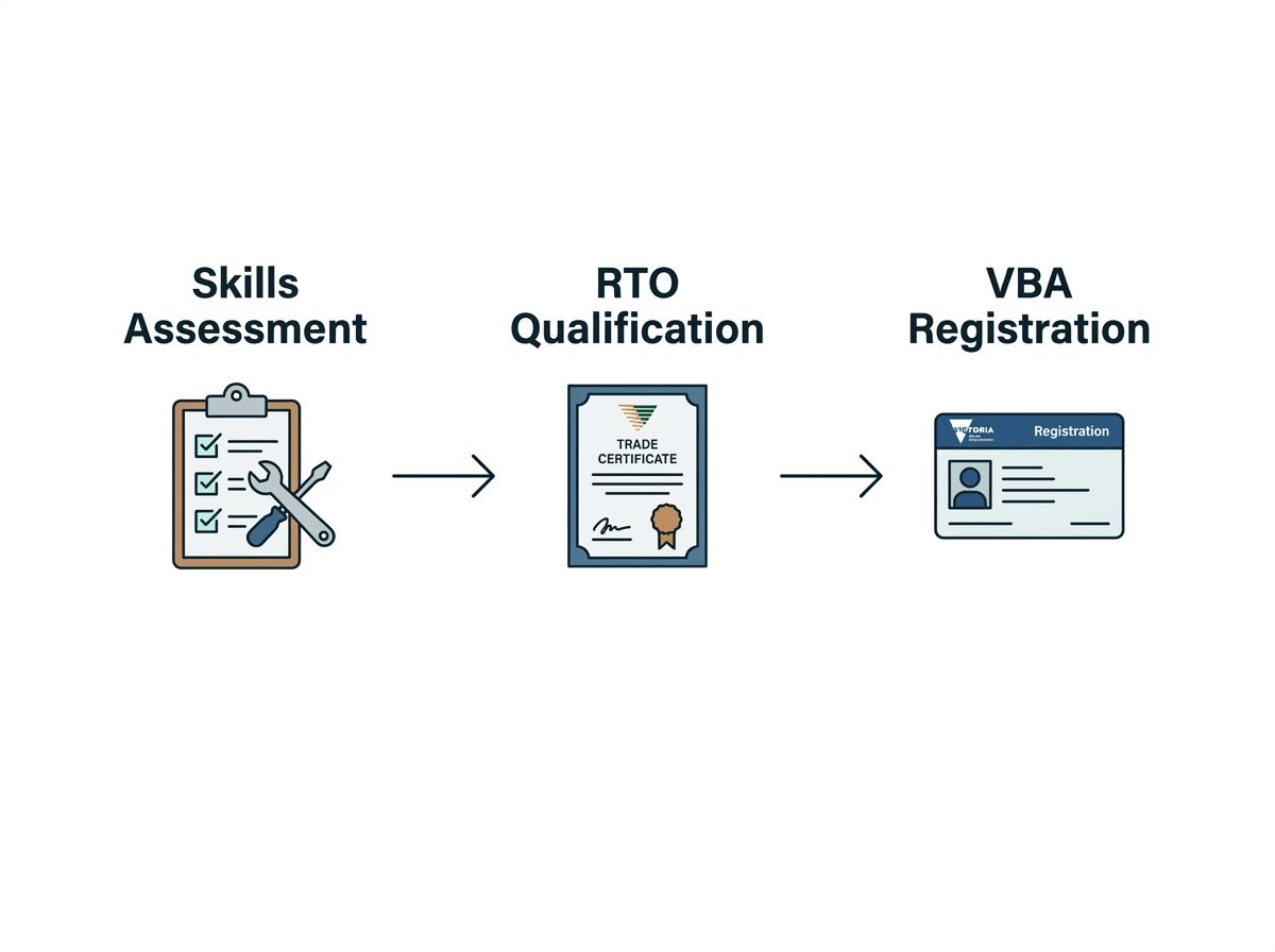 Flowchart outlining the pathway from concrete RPL assessment to RTO qualification and VBA application.