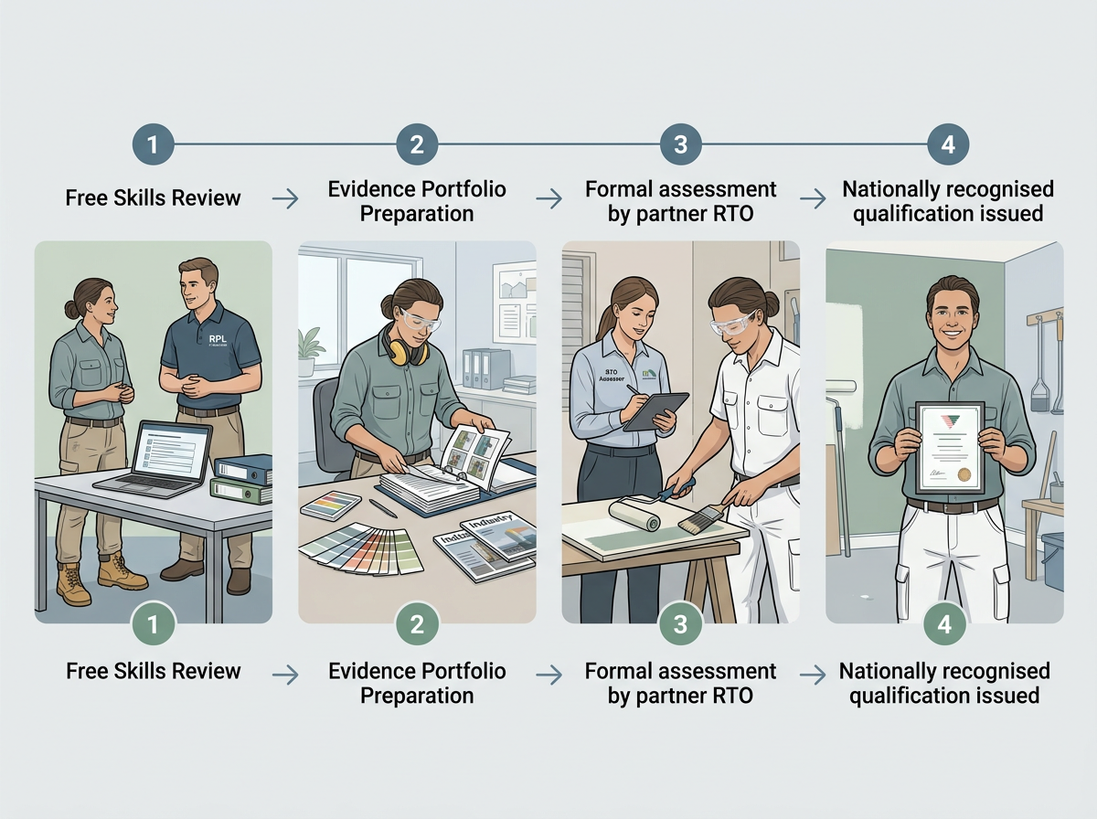 Four-step RPL pathway diagram for painting qualification.