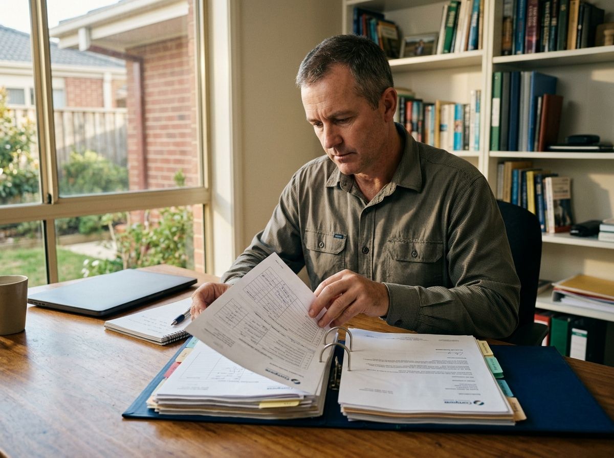 Professional compiling workplace records and reference letters into an RPL evidence portfolio for TAE40122.