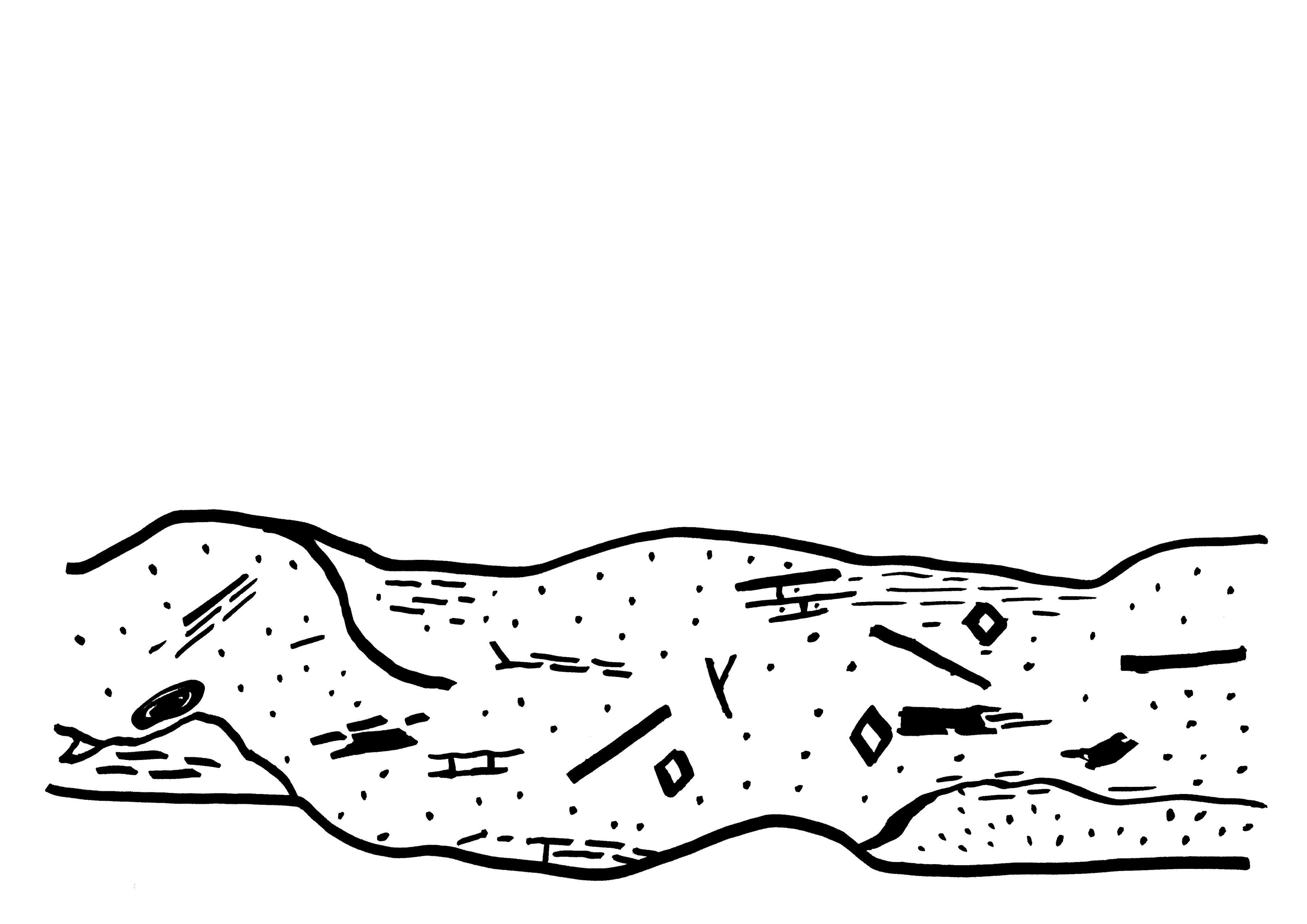 drawing by Wapke Feenstra for "Der vertikale Erdkilometer" animation - made for Lumbung documenta fifteen - to show the geological layers of Kassel