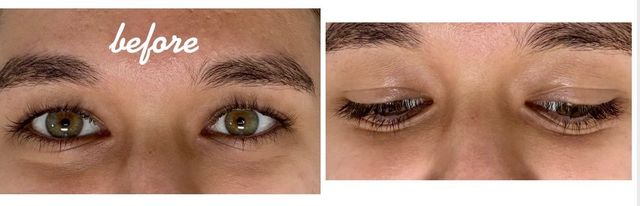 Lash Lift Before & After | Straight, Downward-Pointing Lashes Redirected Upward — before