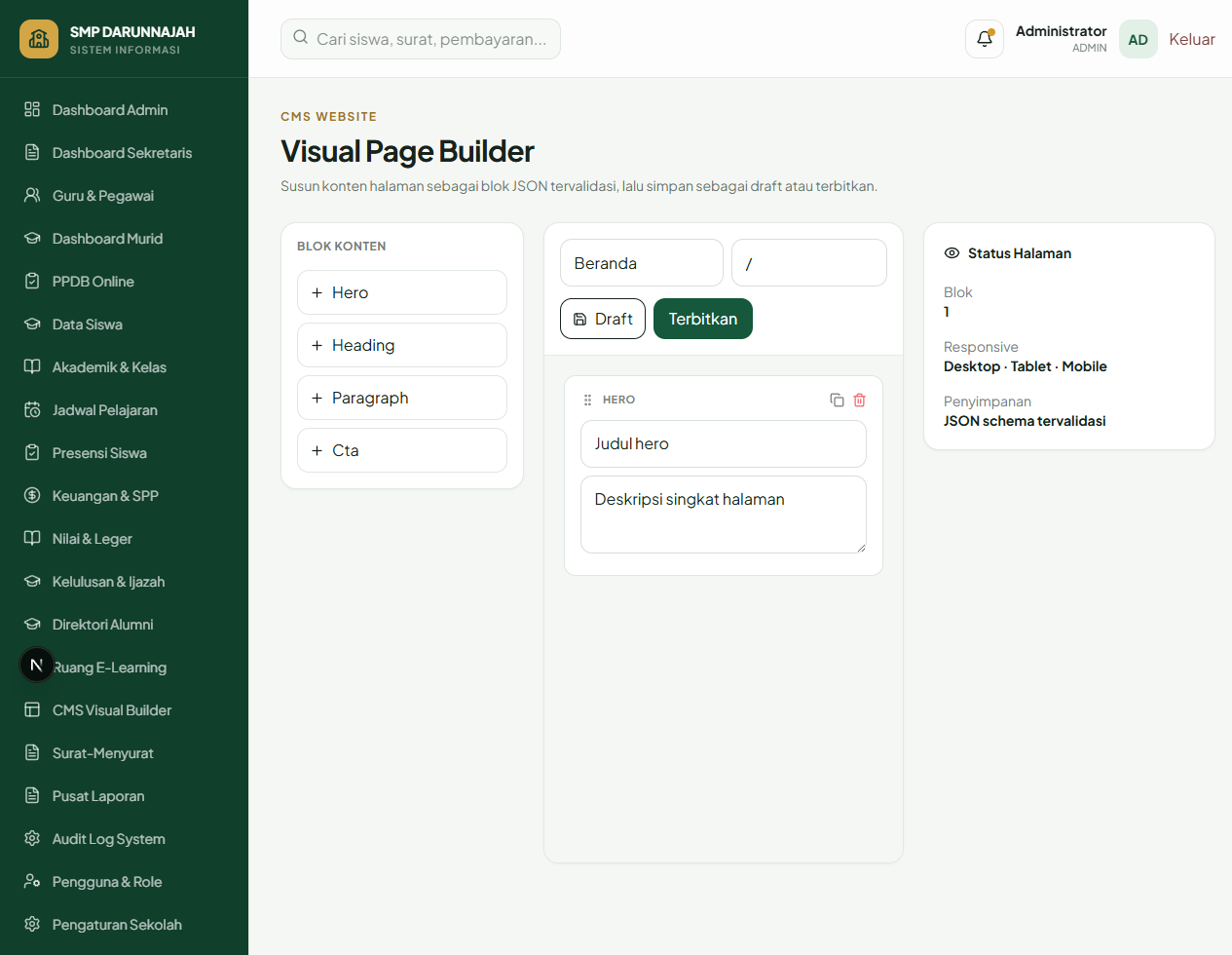 Content management workflow screenshot