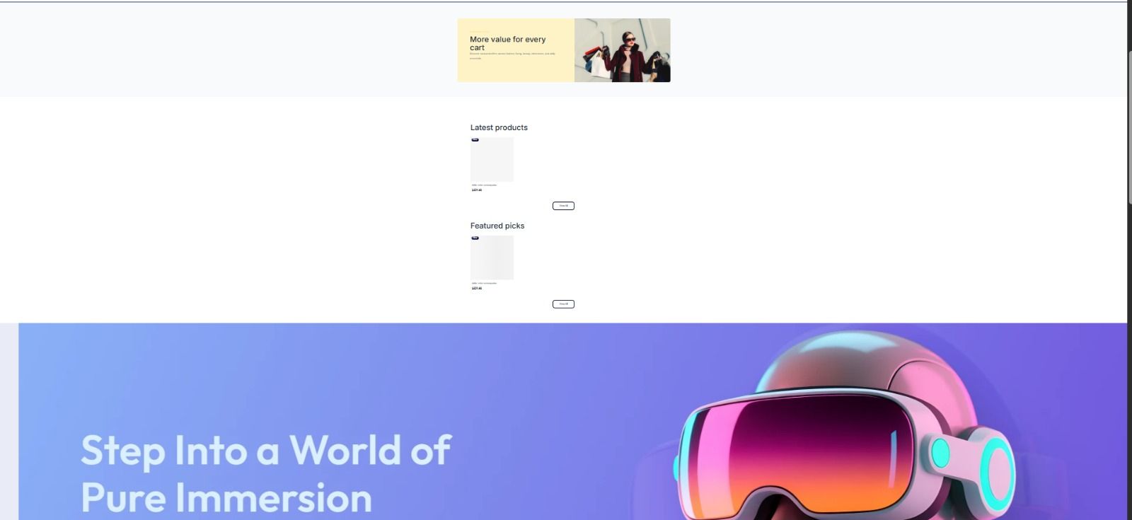 NacthCommerce product showcase and immersive campaign section