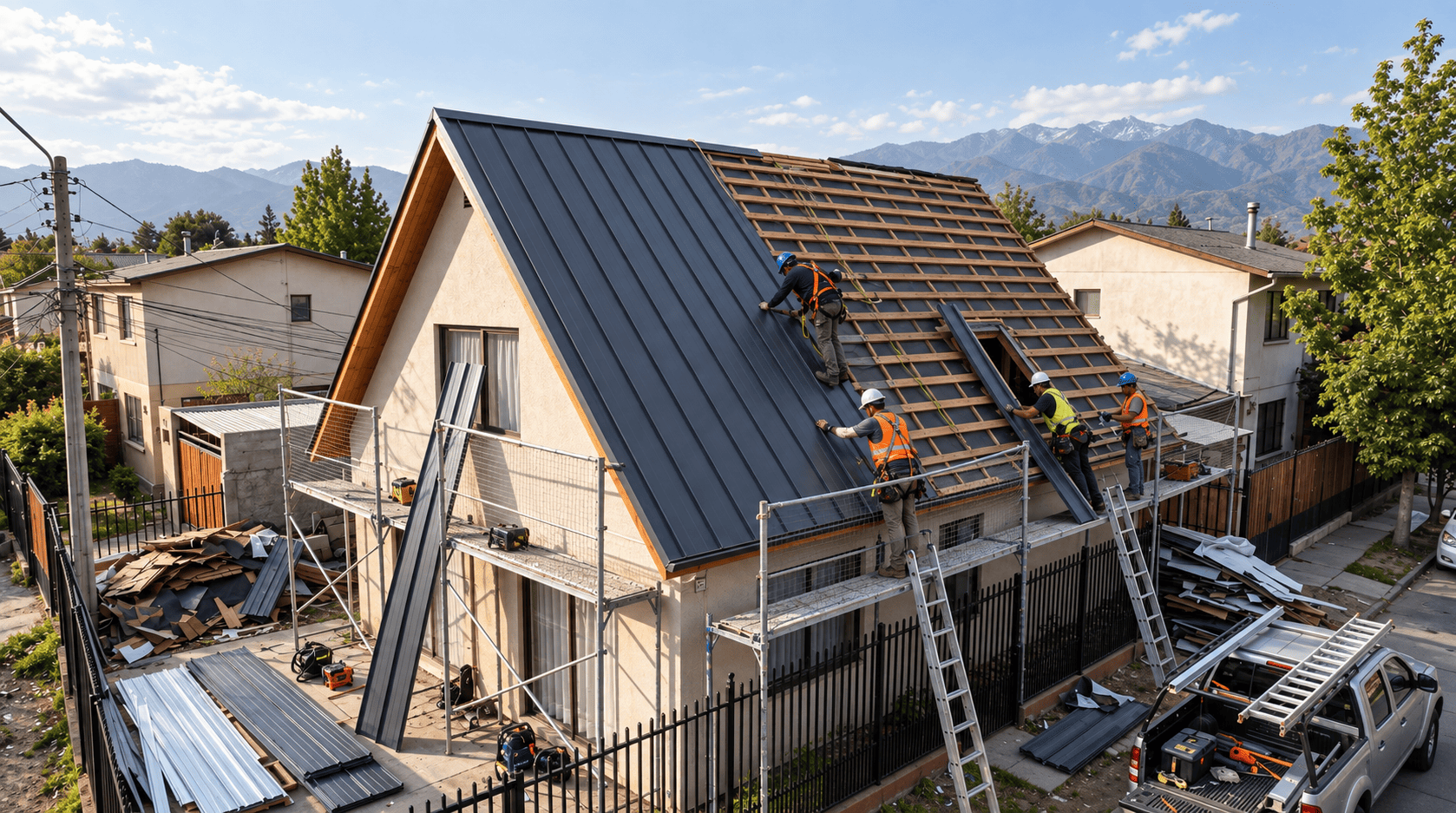 Reparación y renovación de techumbre en vivienda.