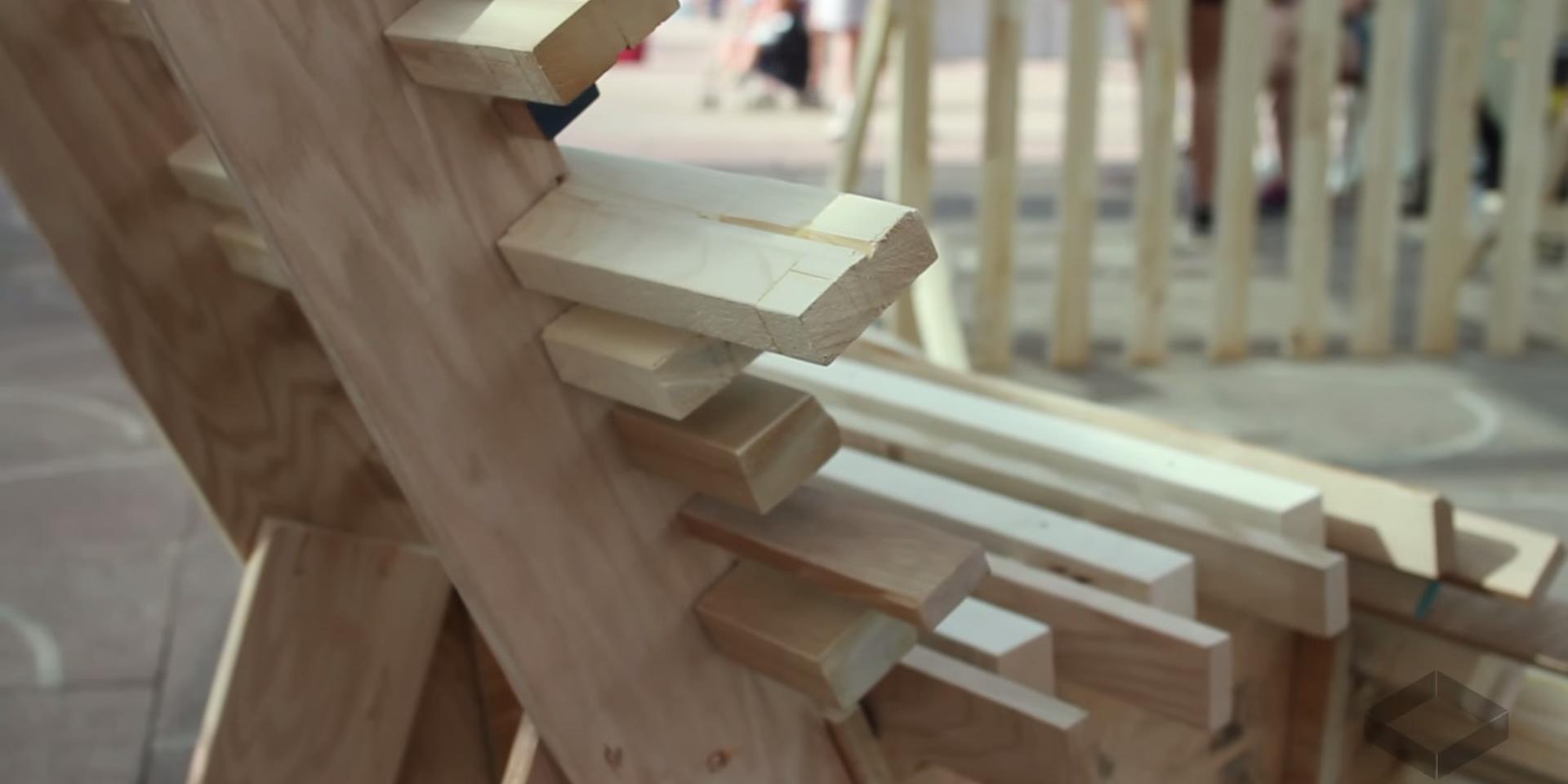 close up of the corner of a wooden chair