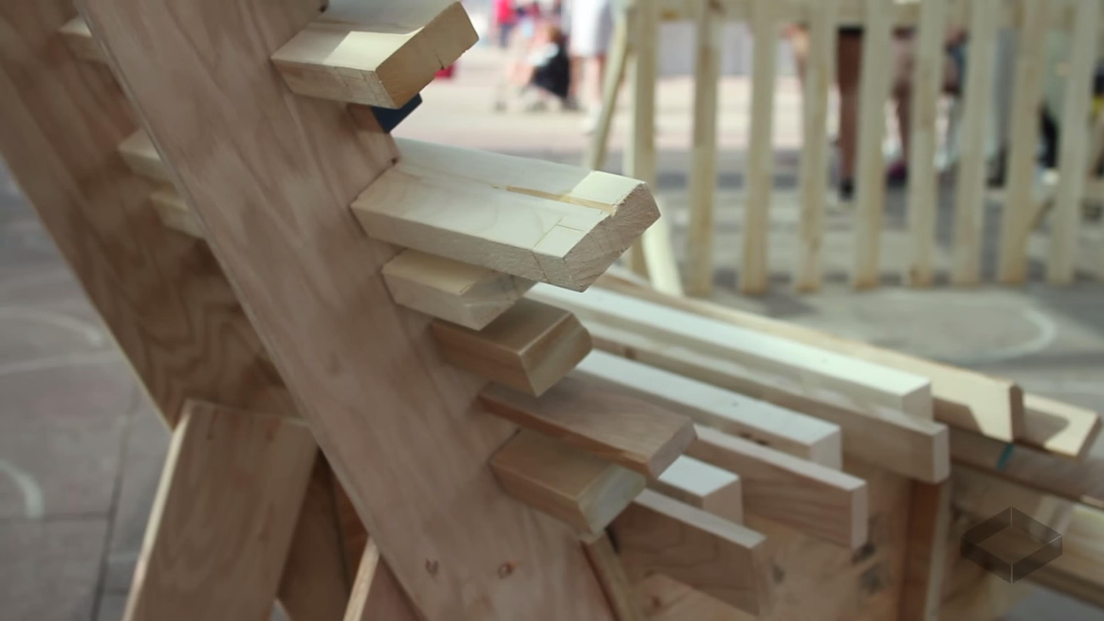 close up of the corner of a wooden chair