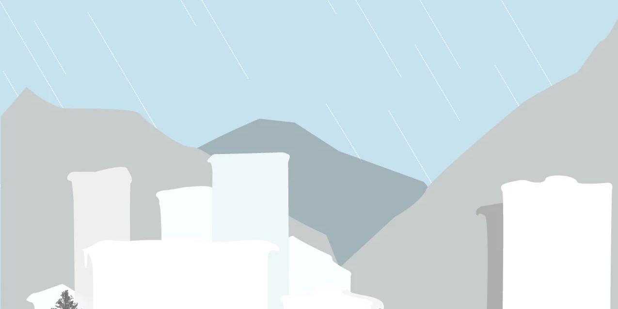 postcard of a city in a winter landscape