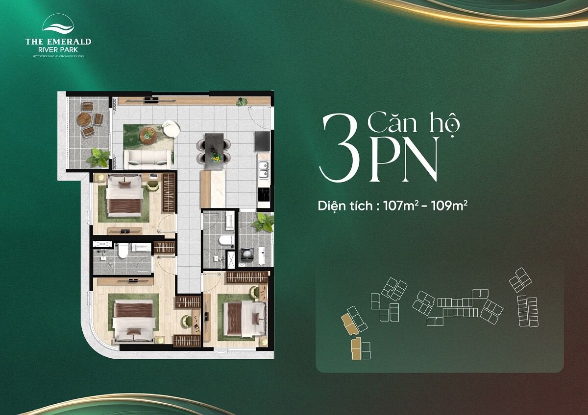 Căn hộ 3 phòng ngủ