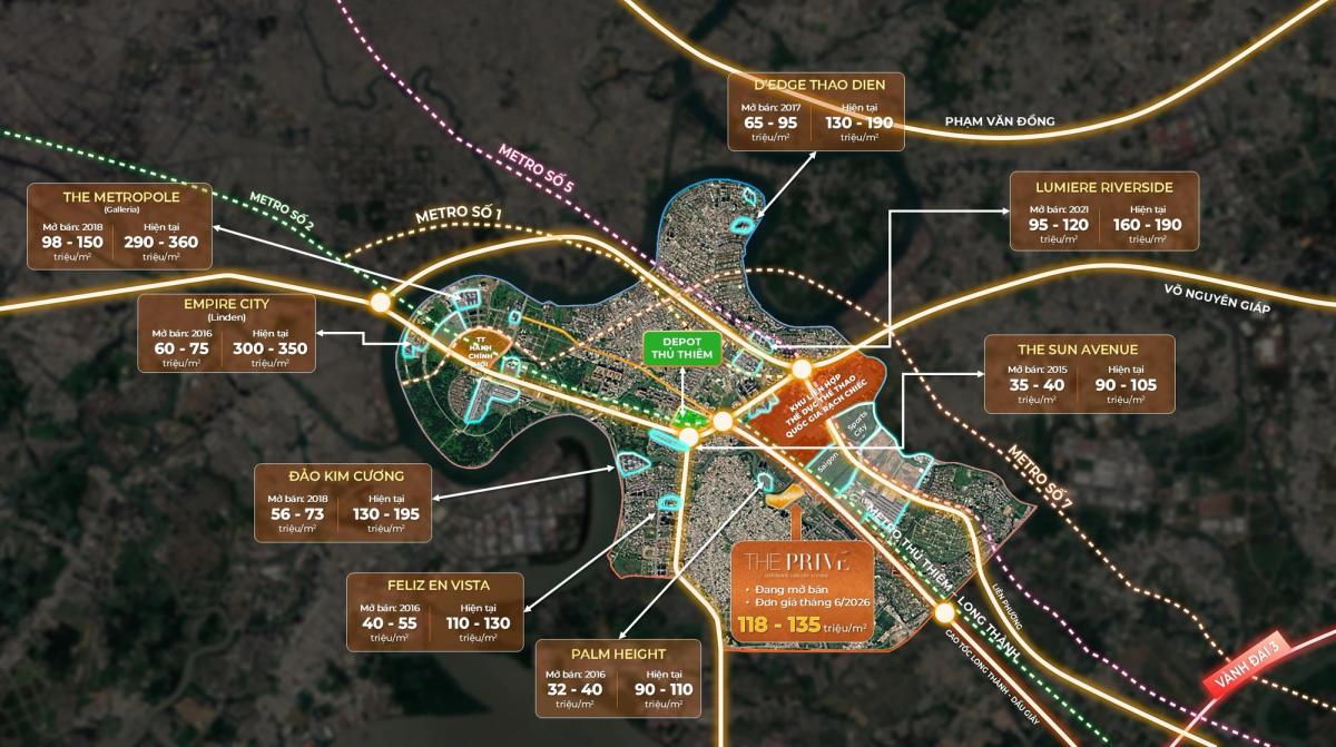 Giá bán các căn hộ tại quận 2 tháng 7/2026
