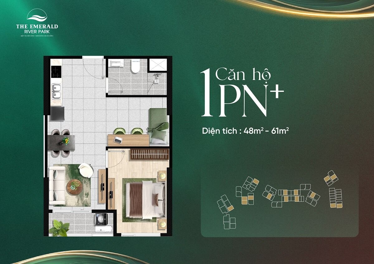 Căn hộ 1 phòng ngủ +