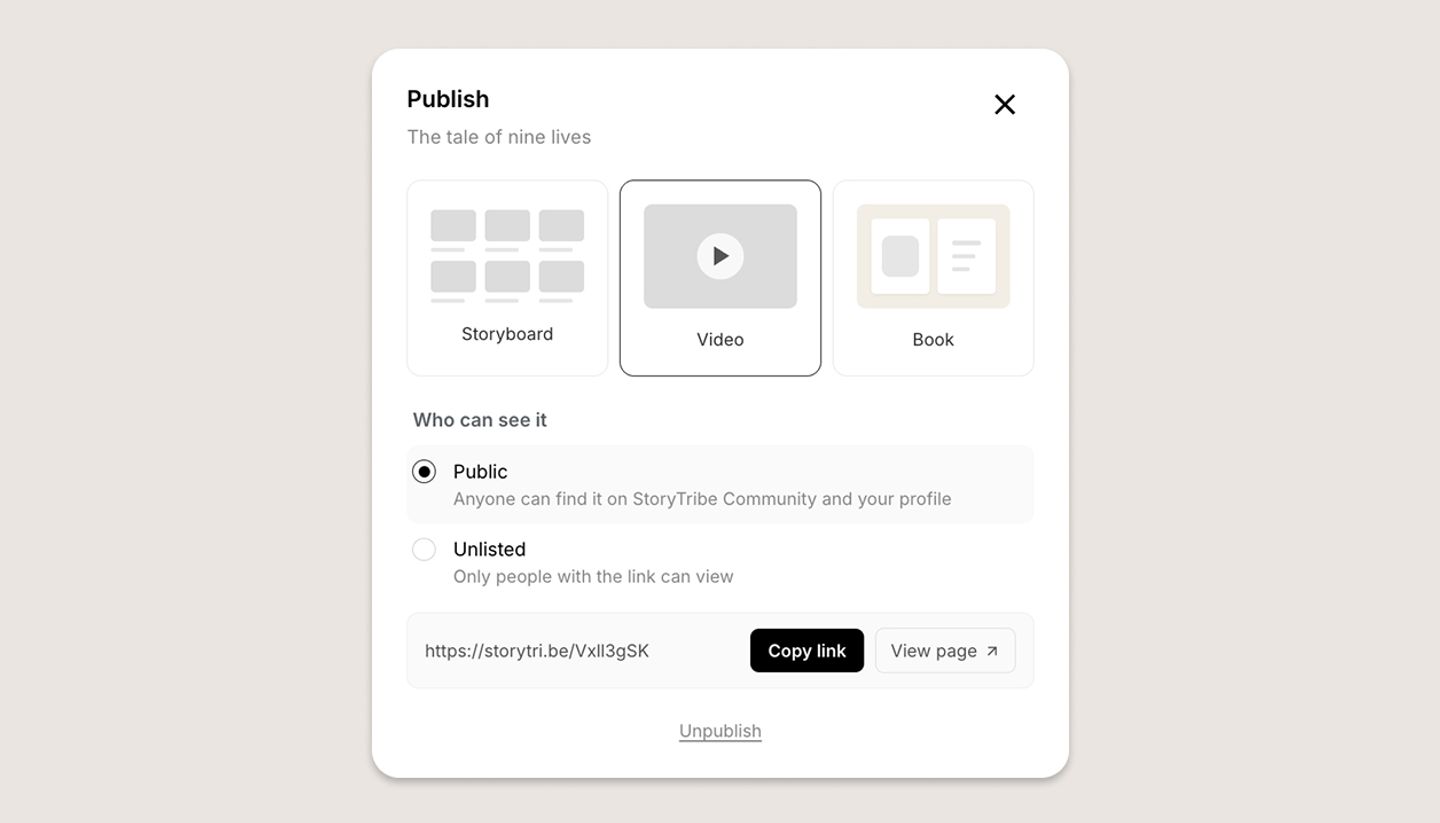 Sharing video link