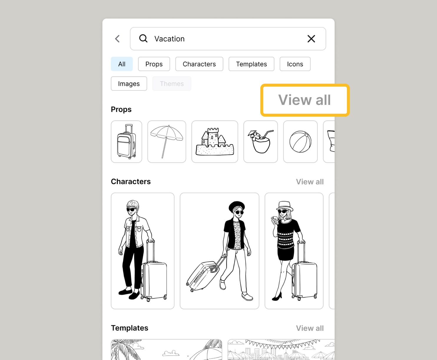 UI for search results