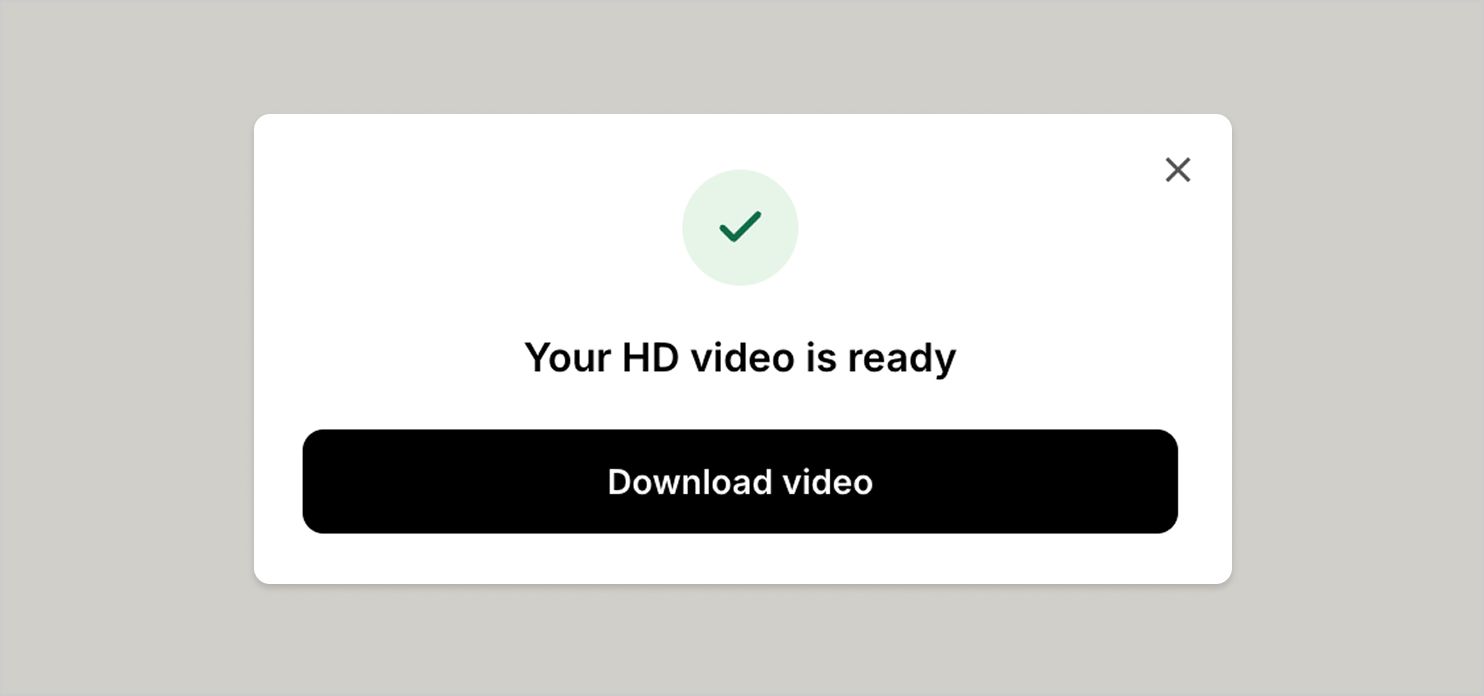 UI of Download video
