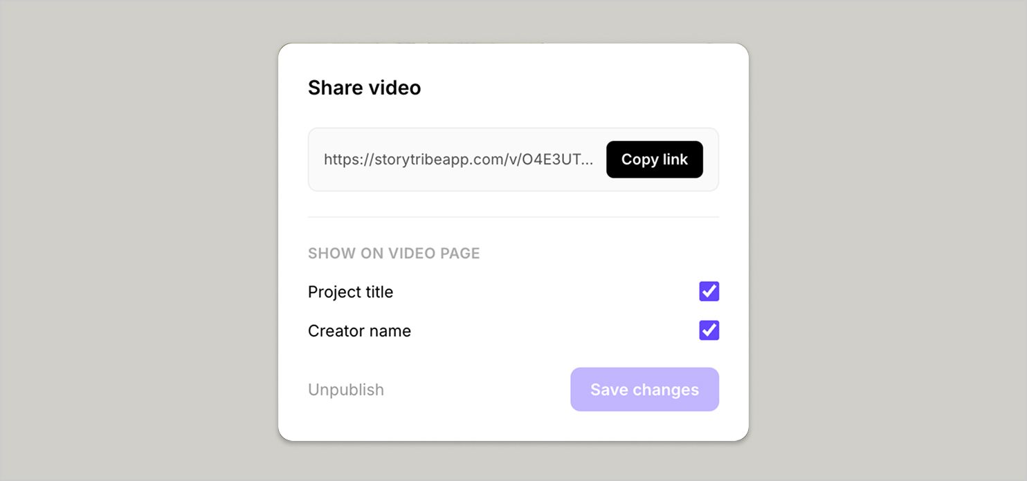 UI of sharing a video