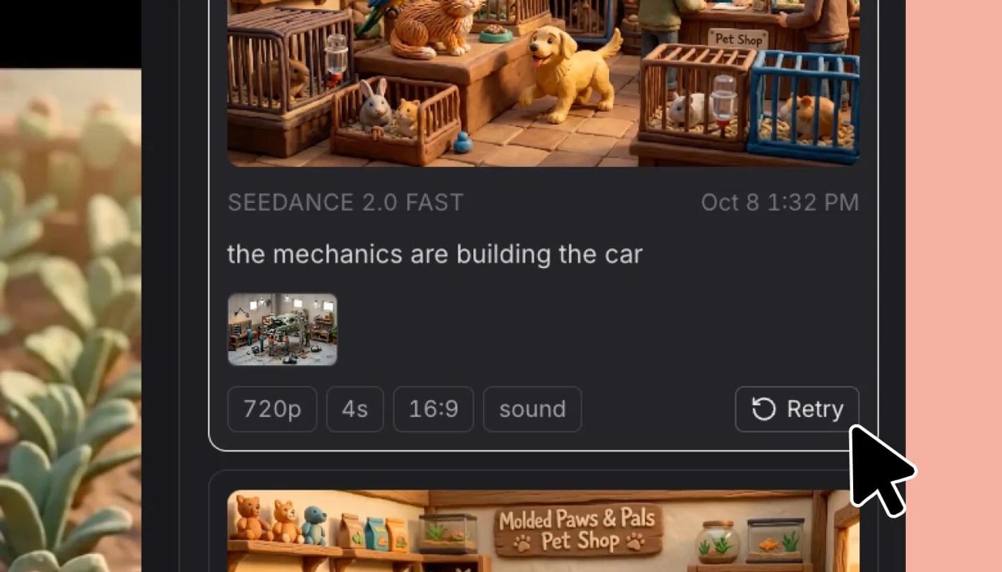 Ai video retry option