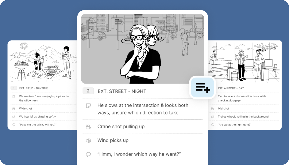 Showcase of scene annotations within the StoryTribe platform