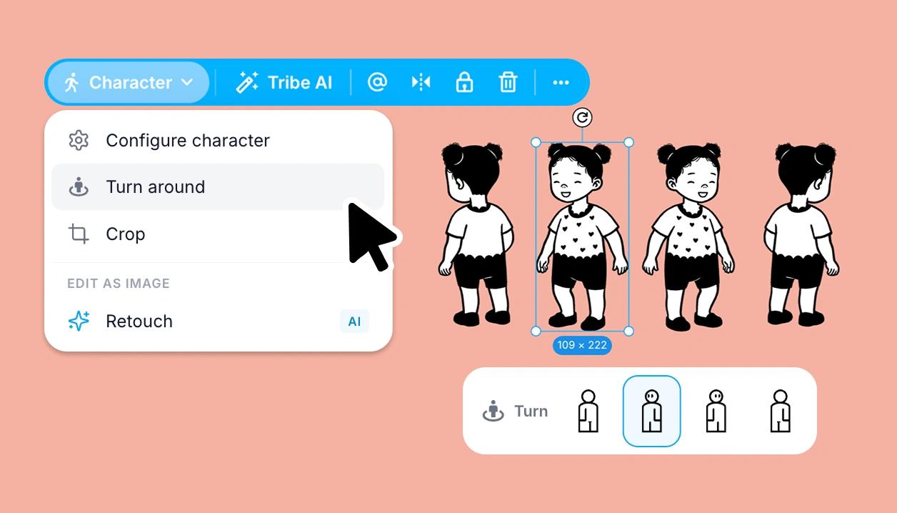 Character turn around feature