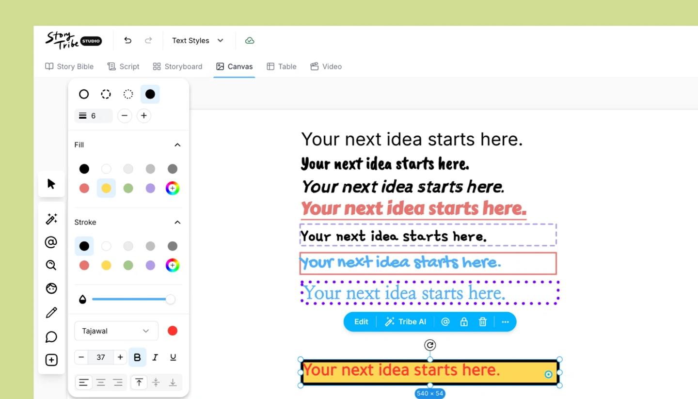 Text styling panel 