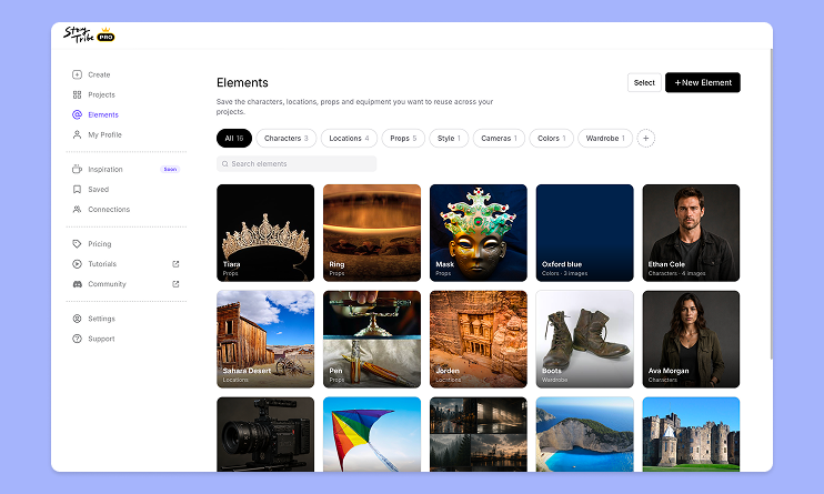 UI of StoryTribe elements