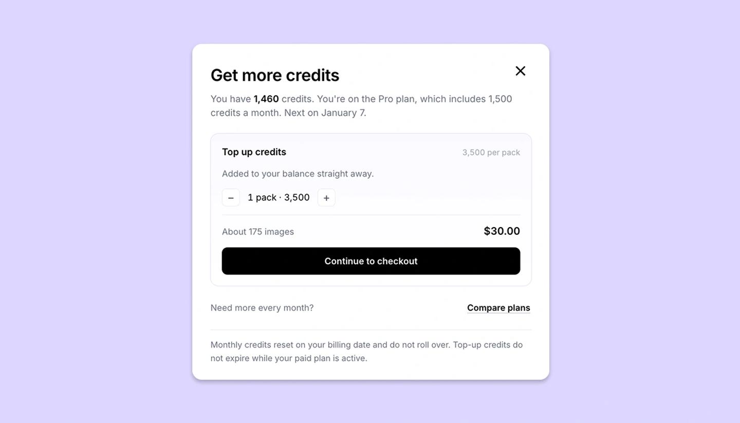 Top up credits