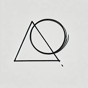 A line drawing of triangle and circle, slightly overlapping.