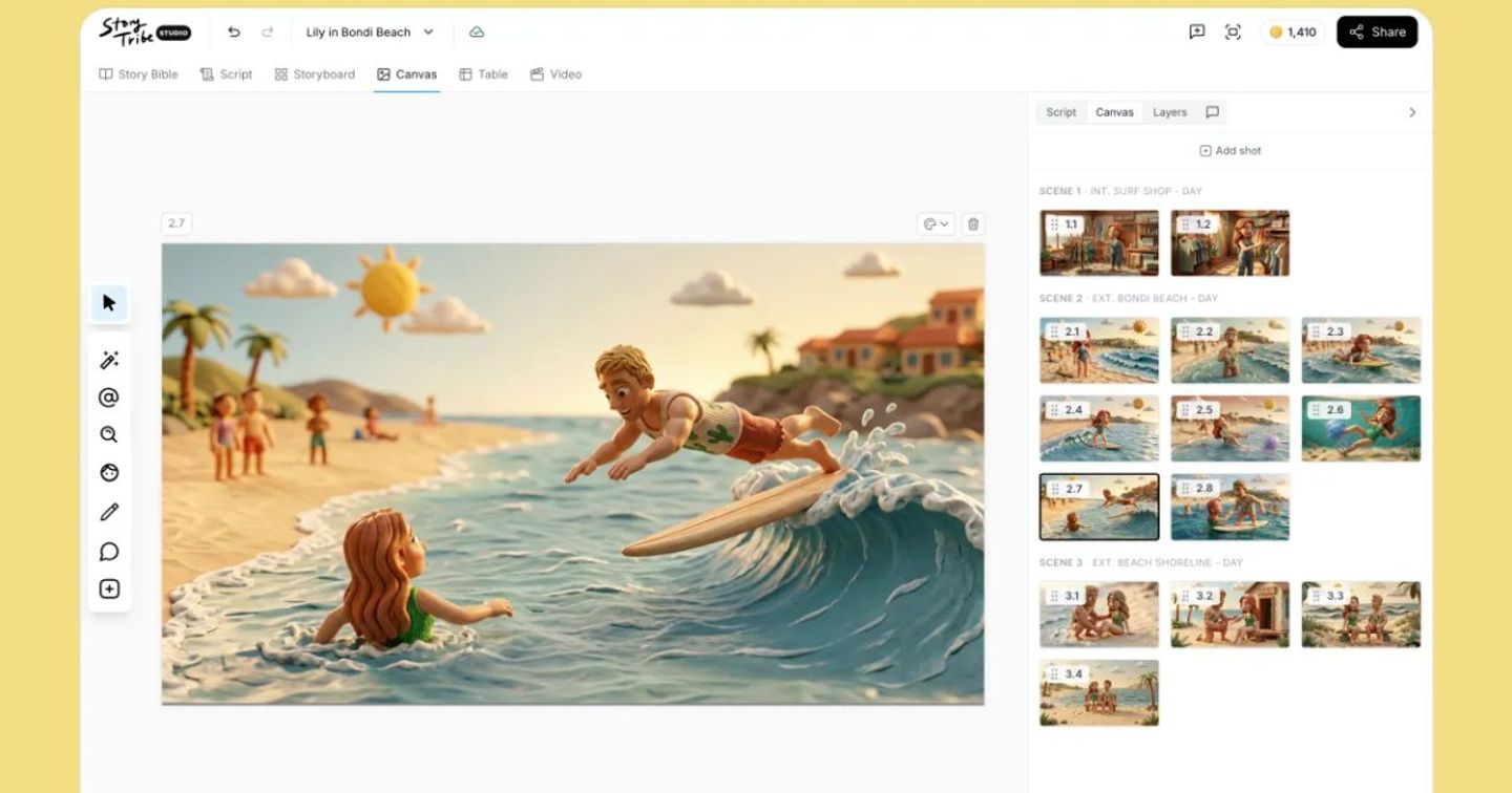 Shots inside the canvas editor