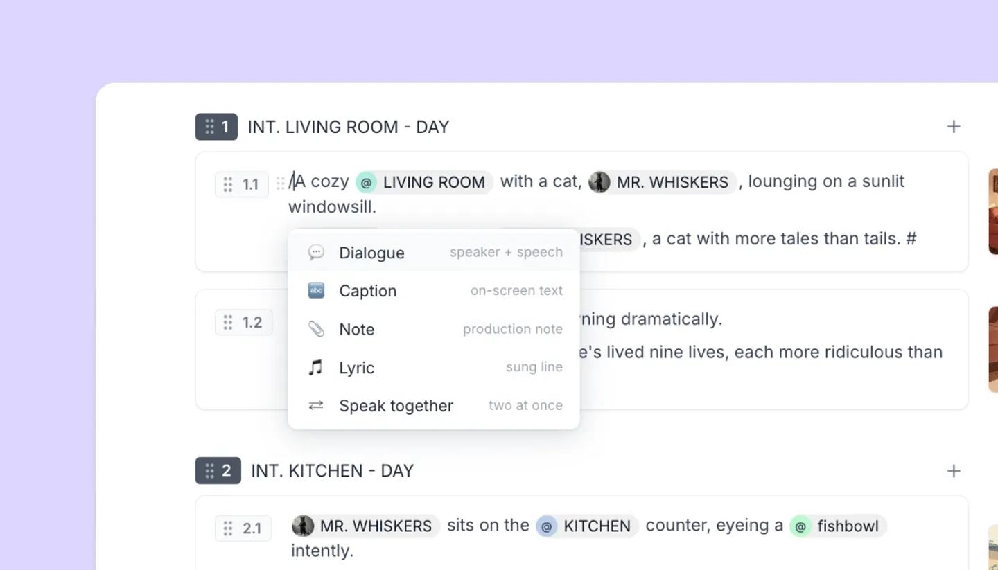 Formatting like a script