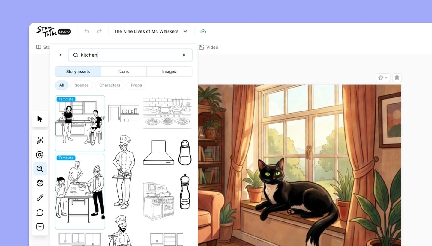 StoryTribe asset search panel