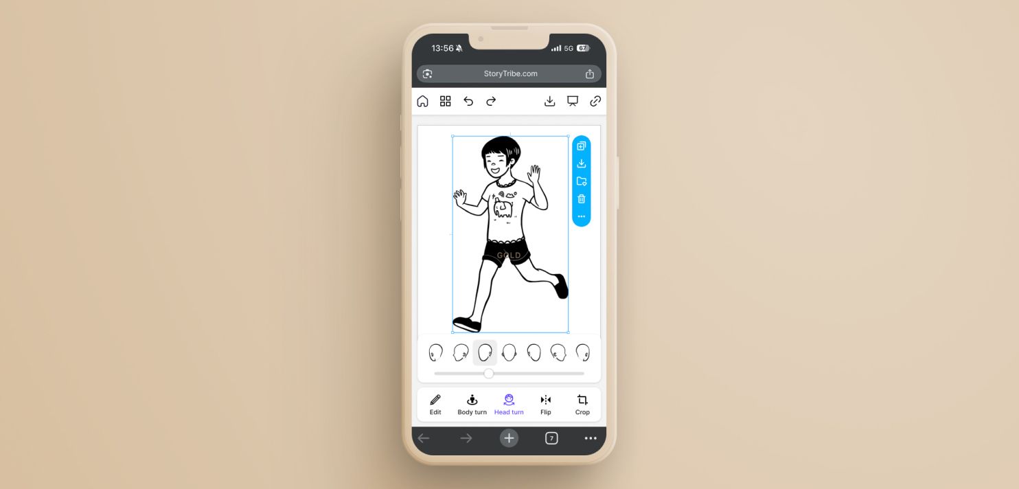 StoryTribe editor shown on a mobile, highlighting upcoming mobile version.