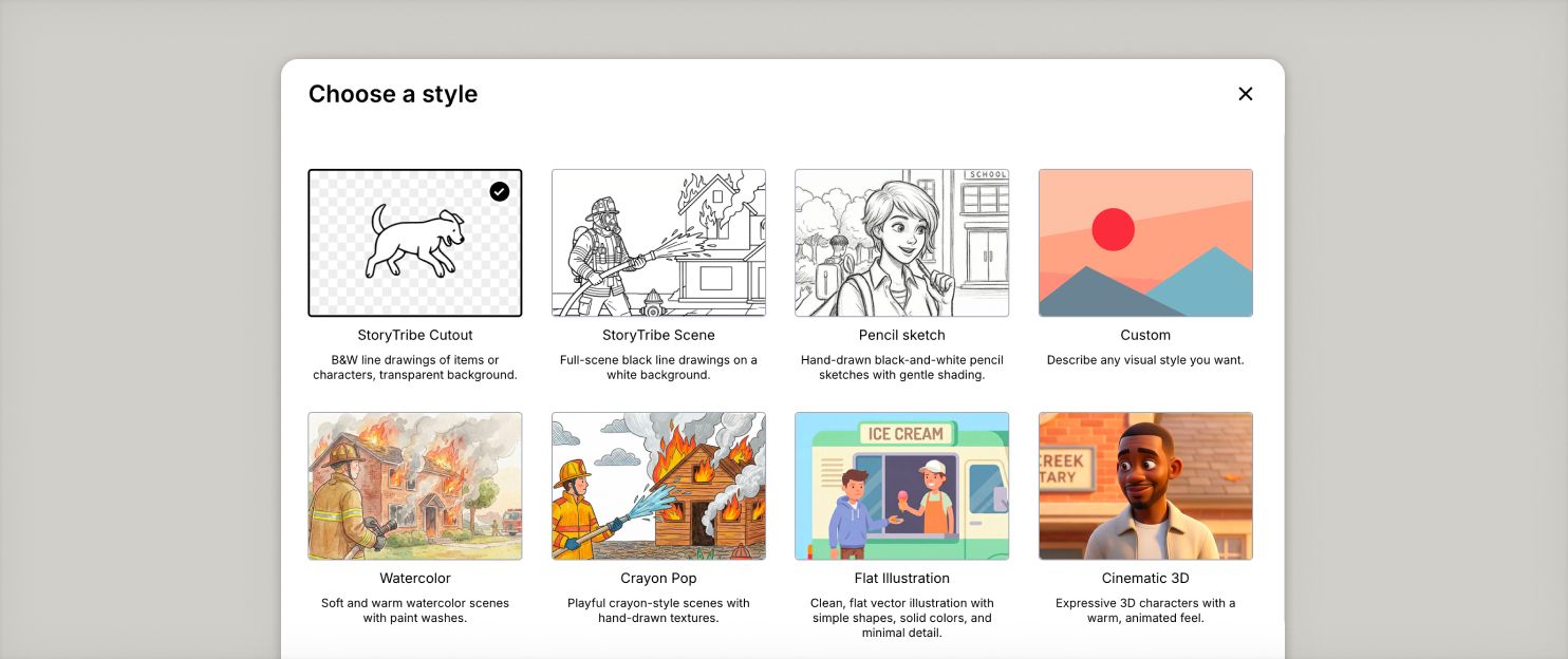UI of Styles in Tribe AI