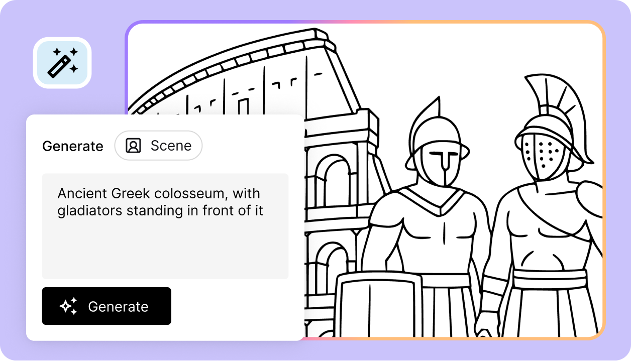 Image showing Tribe AI generating a greek colosseum with gladiators standing in front of it