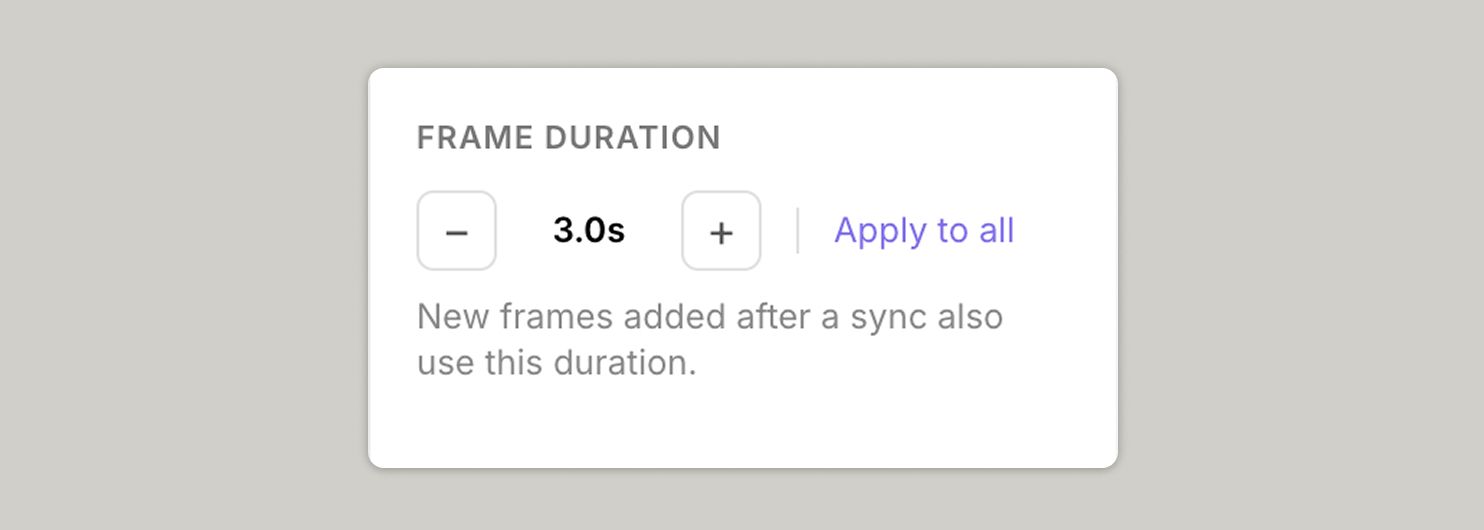 UI of frame duration
