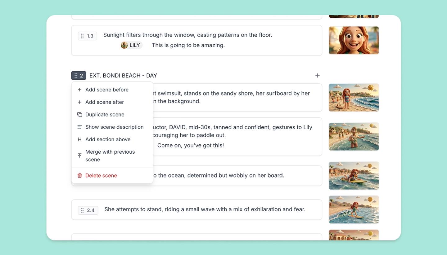 Scene menu