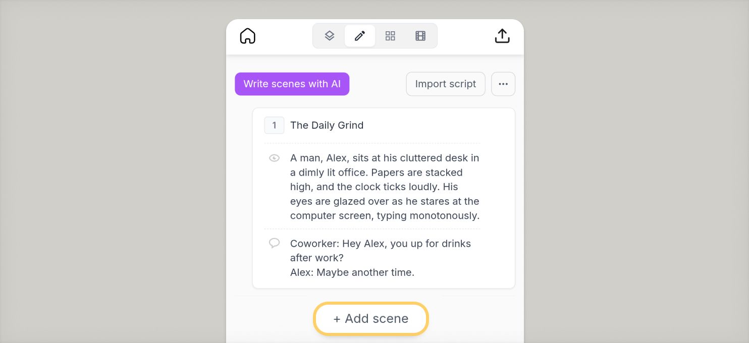 UI of writer mode in mobile editor