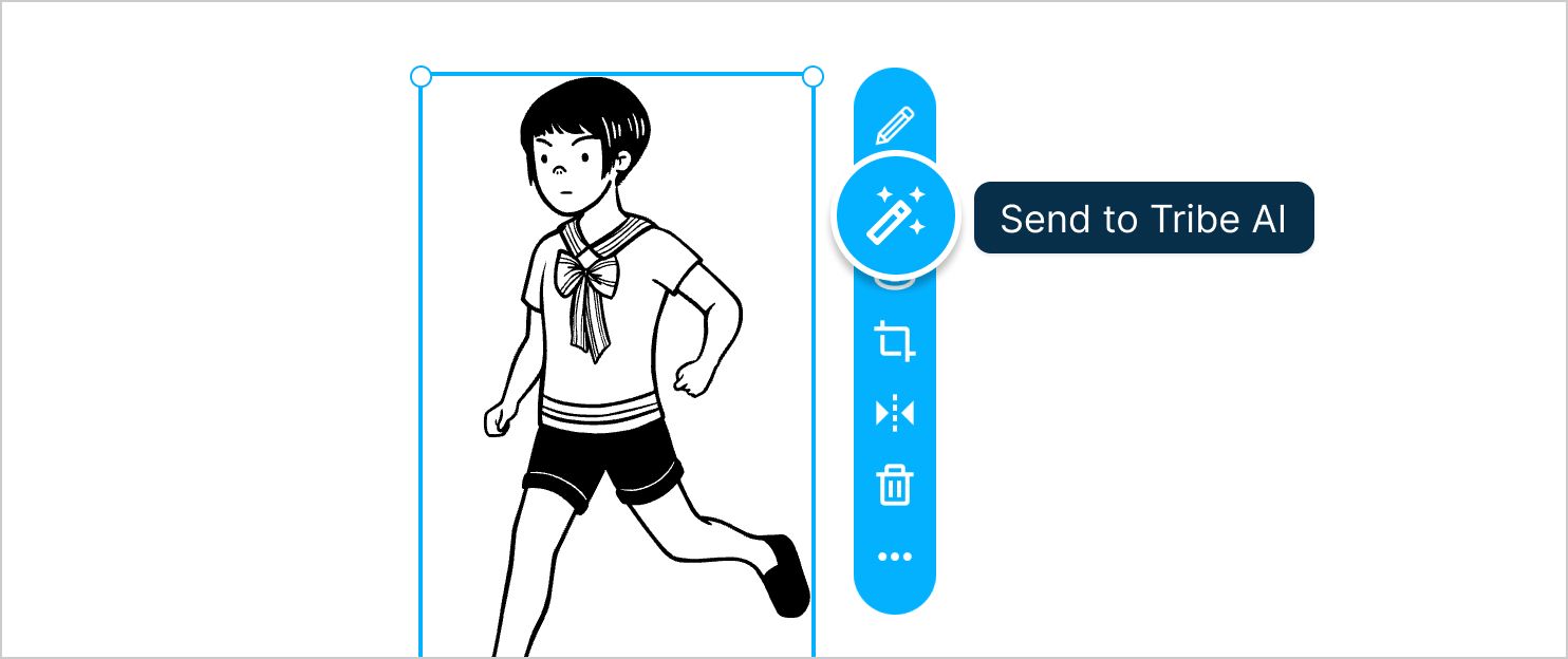 UI of iterating existing character by sending it to tribe AI
