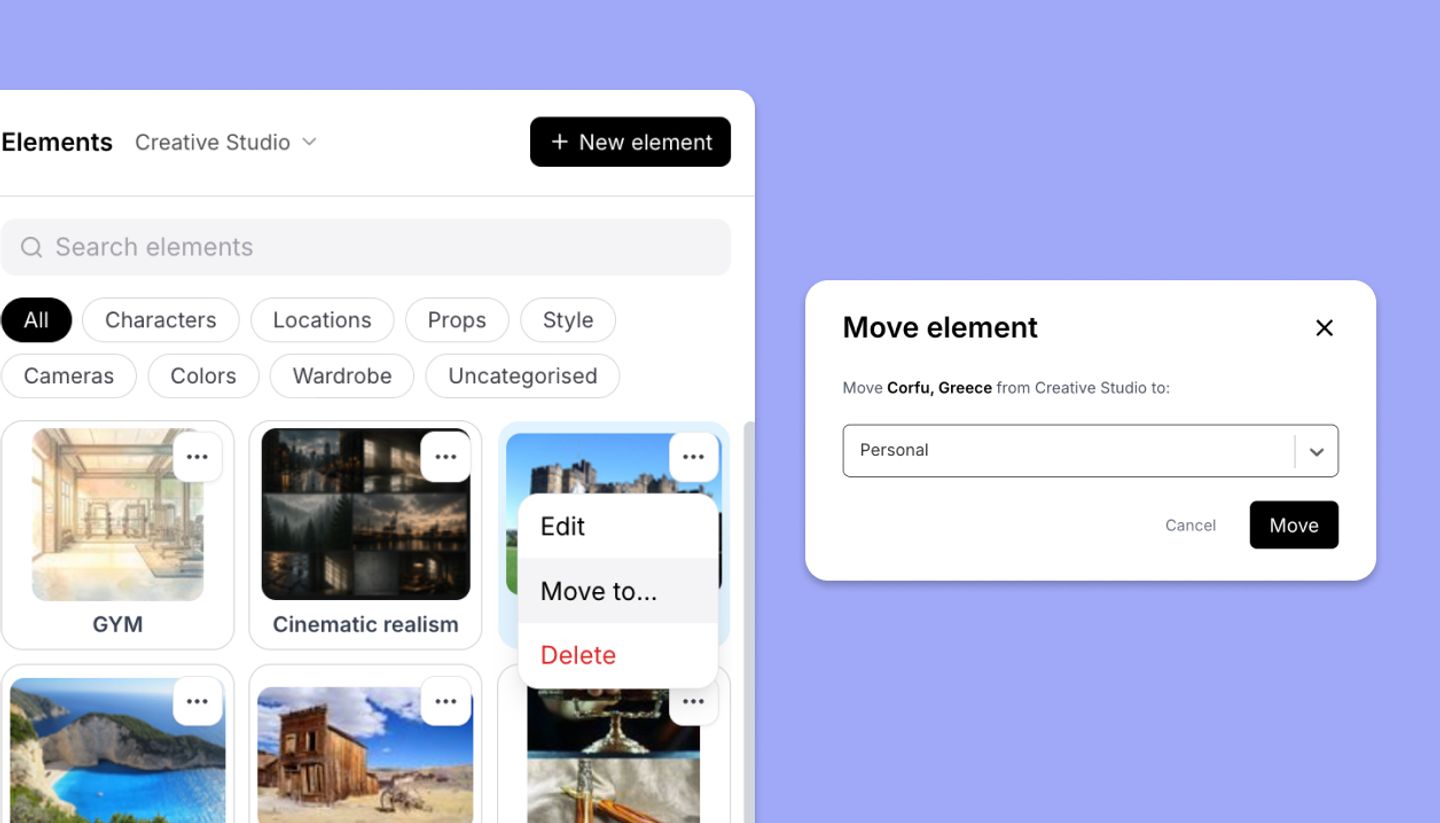 Editing, moving, or deleting an element