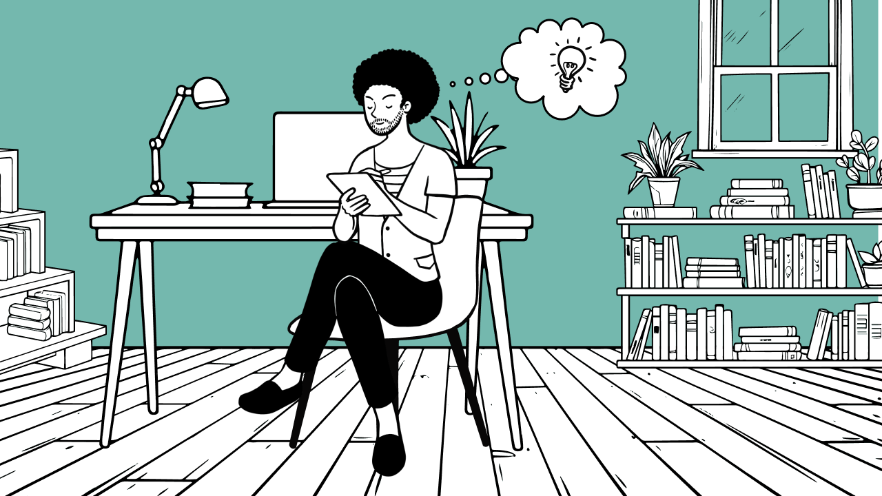 Illustrator in an art studio
