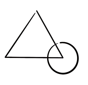 A line drawing of triangle and circle, slightly overlapping.