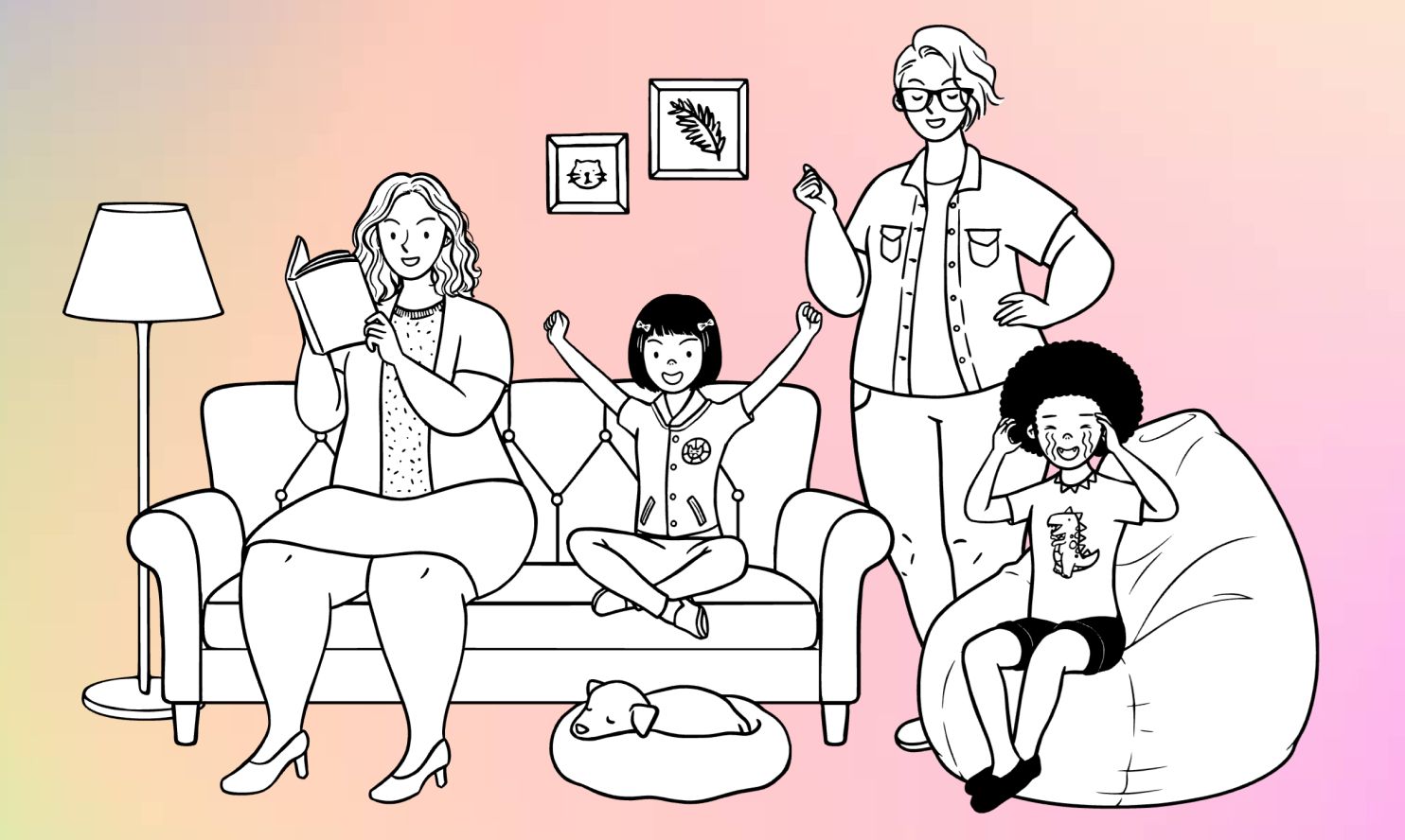 Illustration of new plus-size and child characters available in StoryTribe.