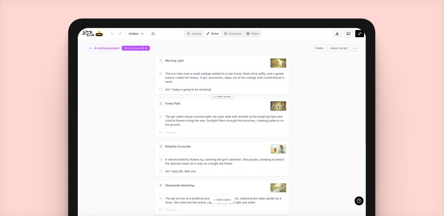 UI of Writer mode