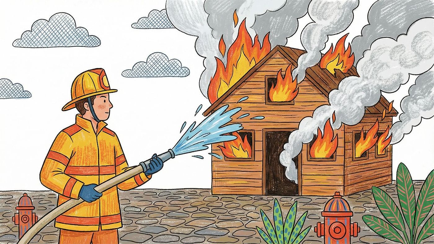 Firefighter image generated with Tribe AI (Style: Crayon, Model: Nano Banana Pro)