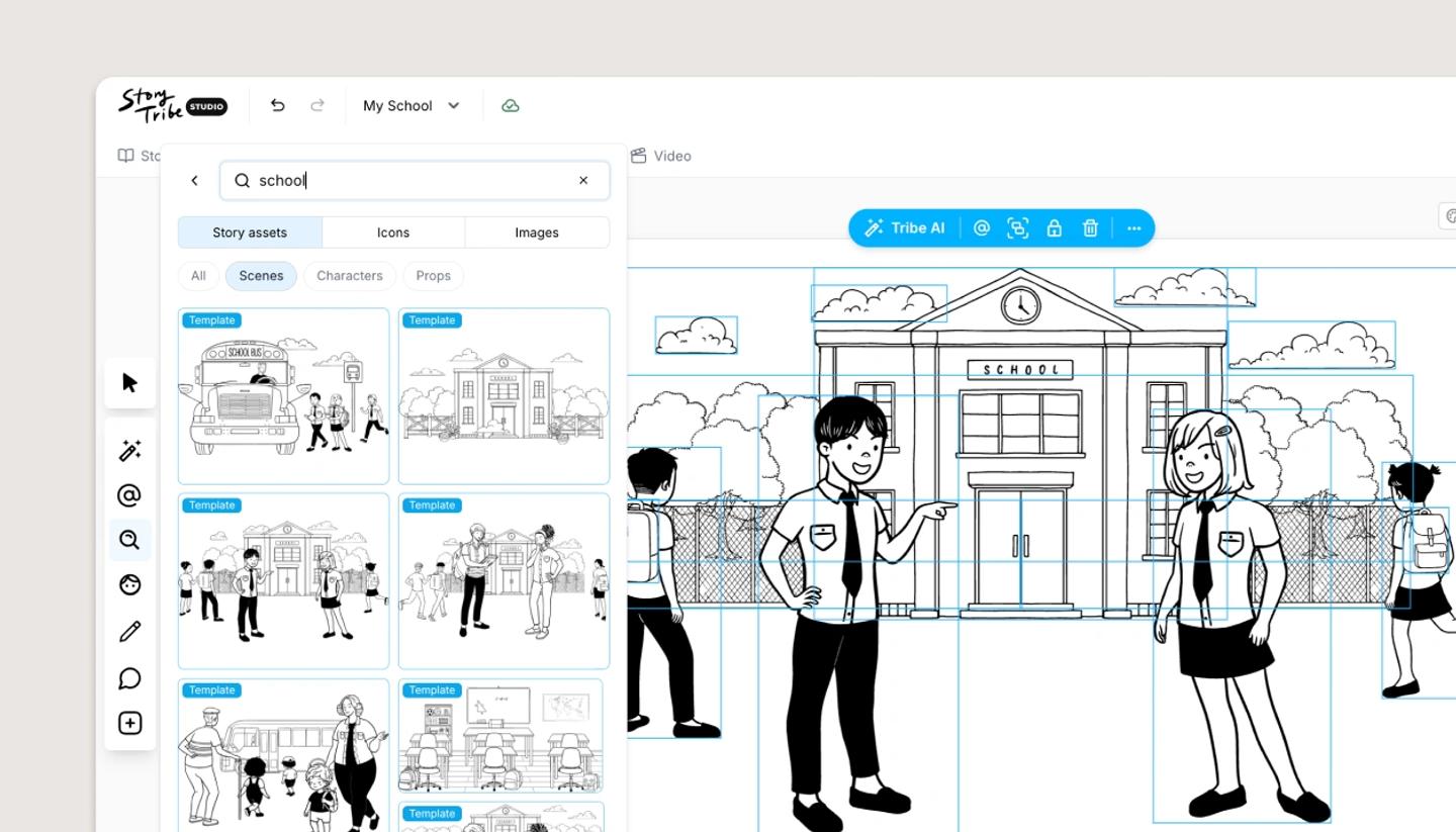Adding scene template to canvas