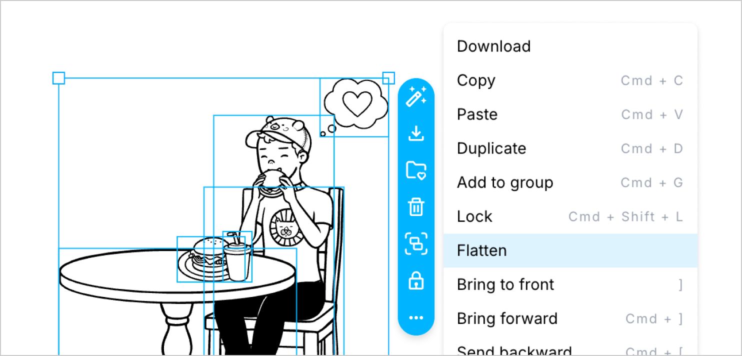 UI of flattening multiple elements