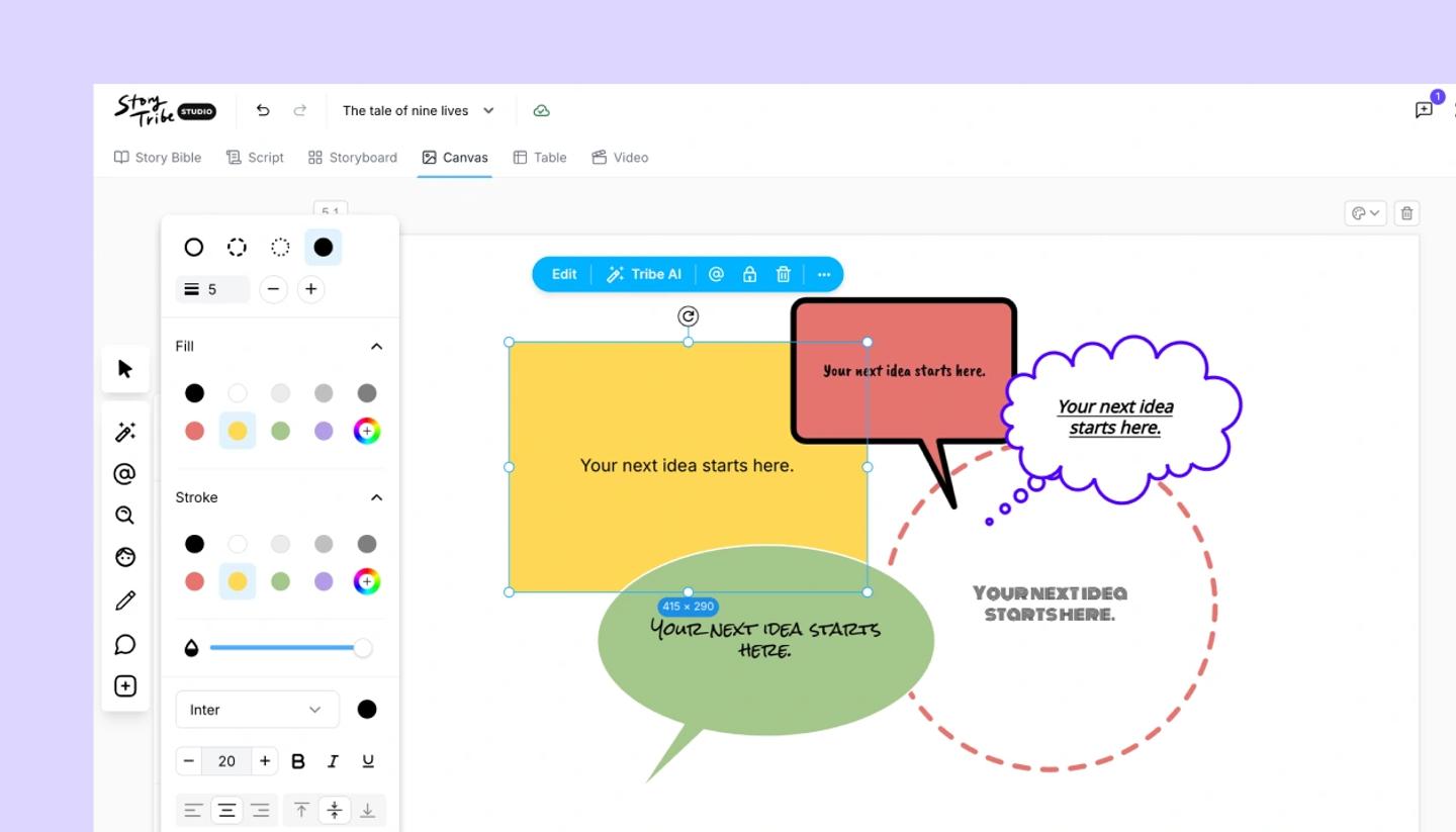 Text in shapes and speech bubbles