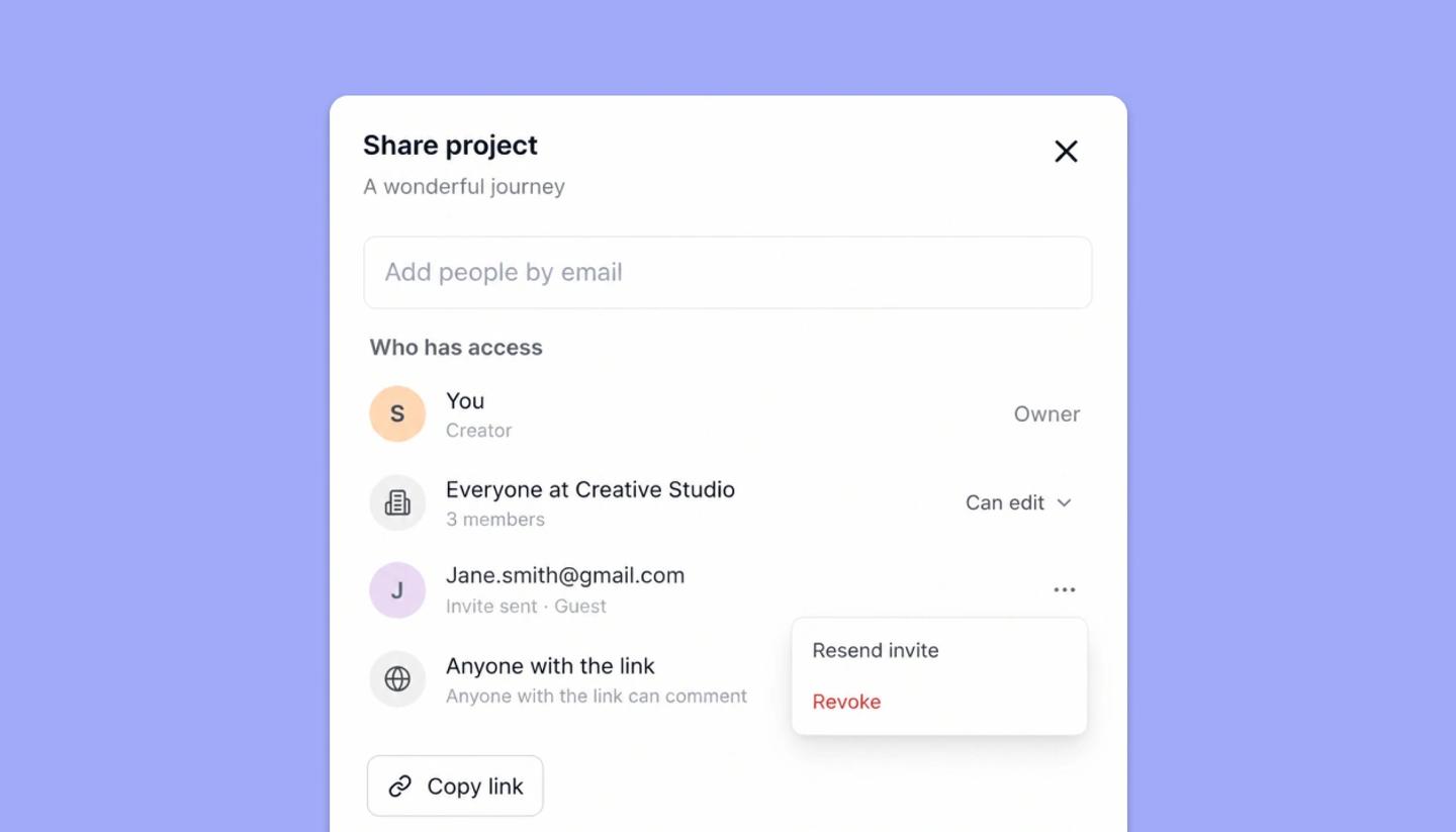 Revoke invite sent