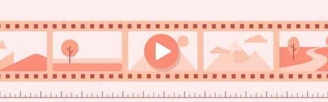 A filmstrip with a play button over a timeline