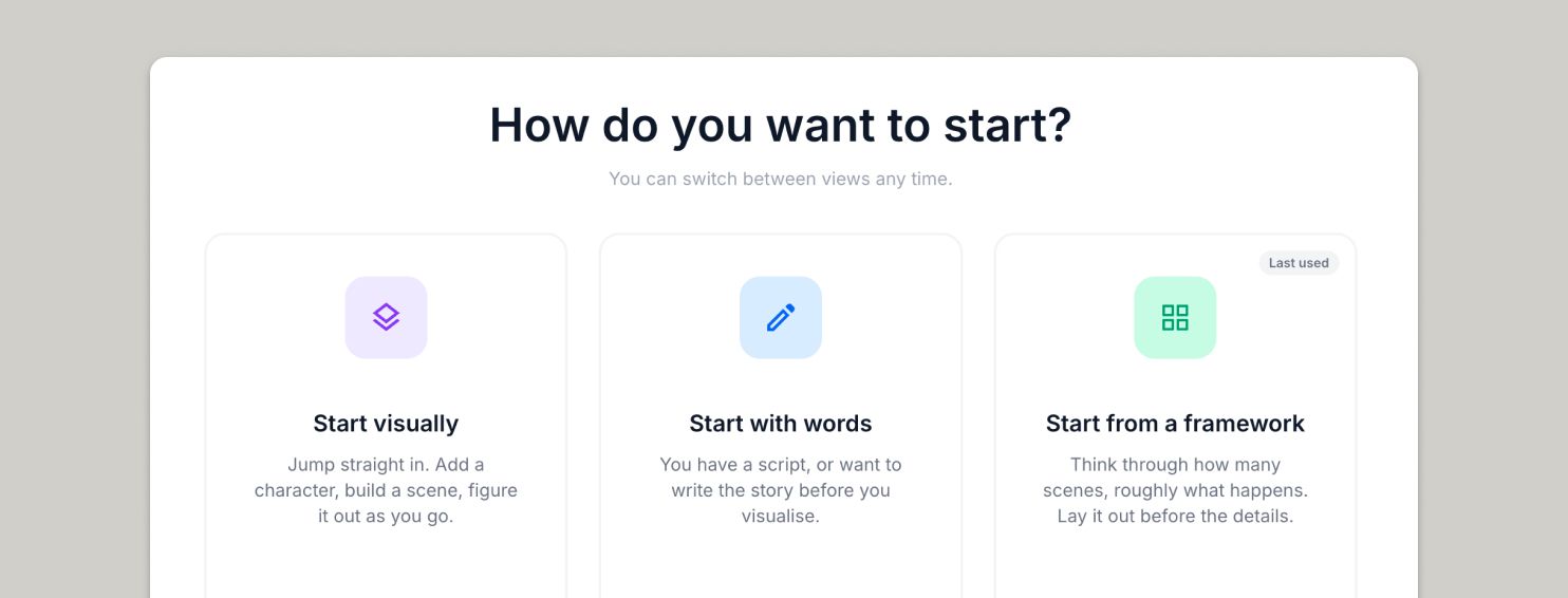 UI of how to start a project