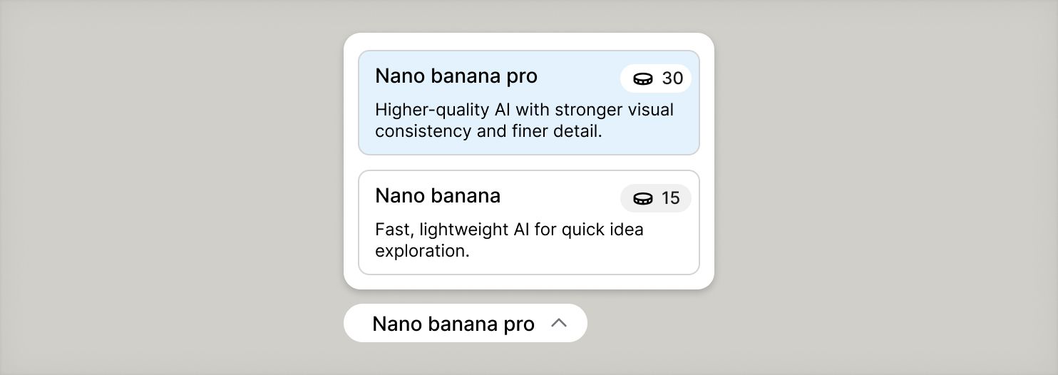 UI of AI model options in Tribe AI