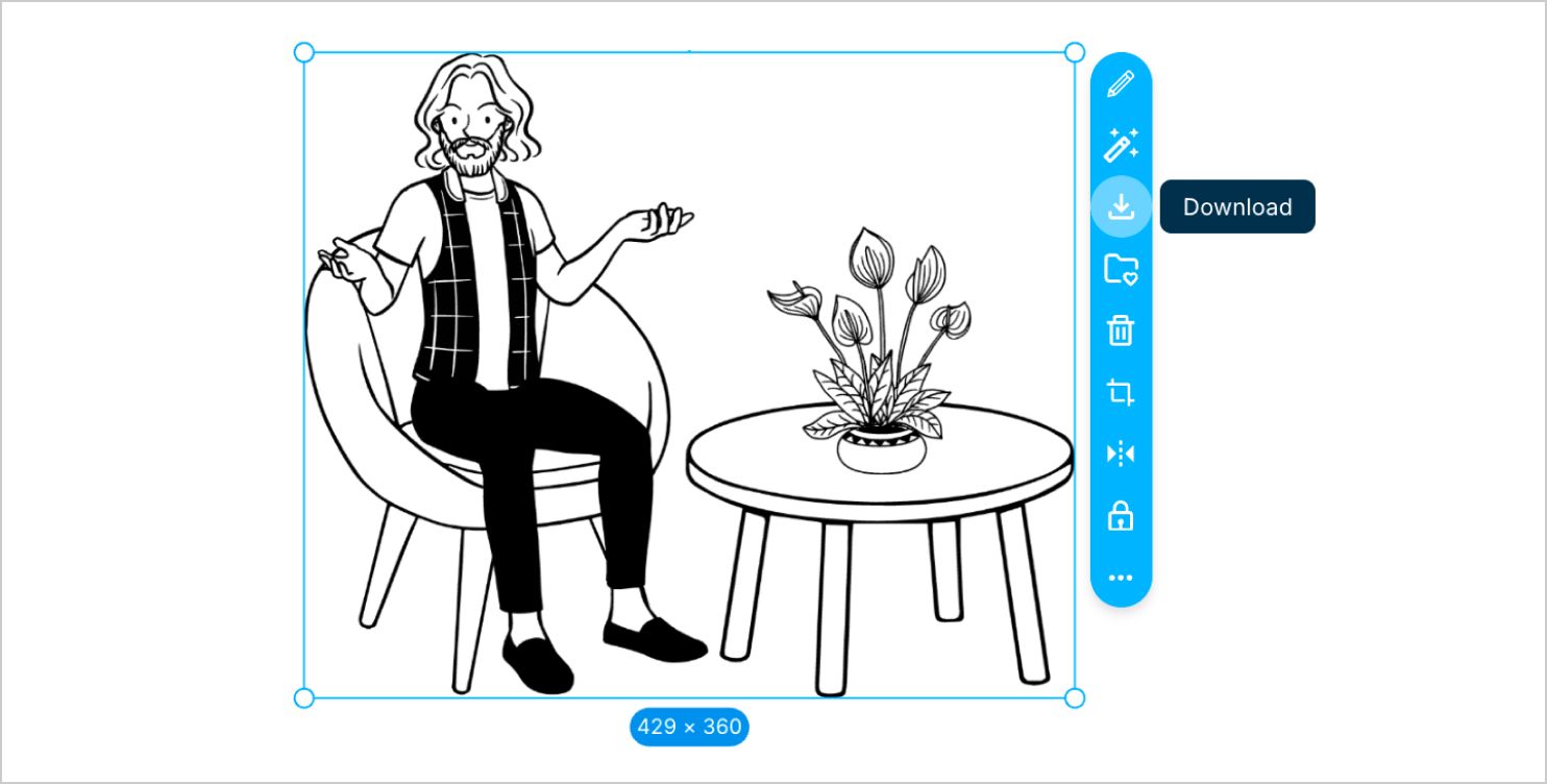 Editor interface showing a grouped asset with the quick export option.
