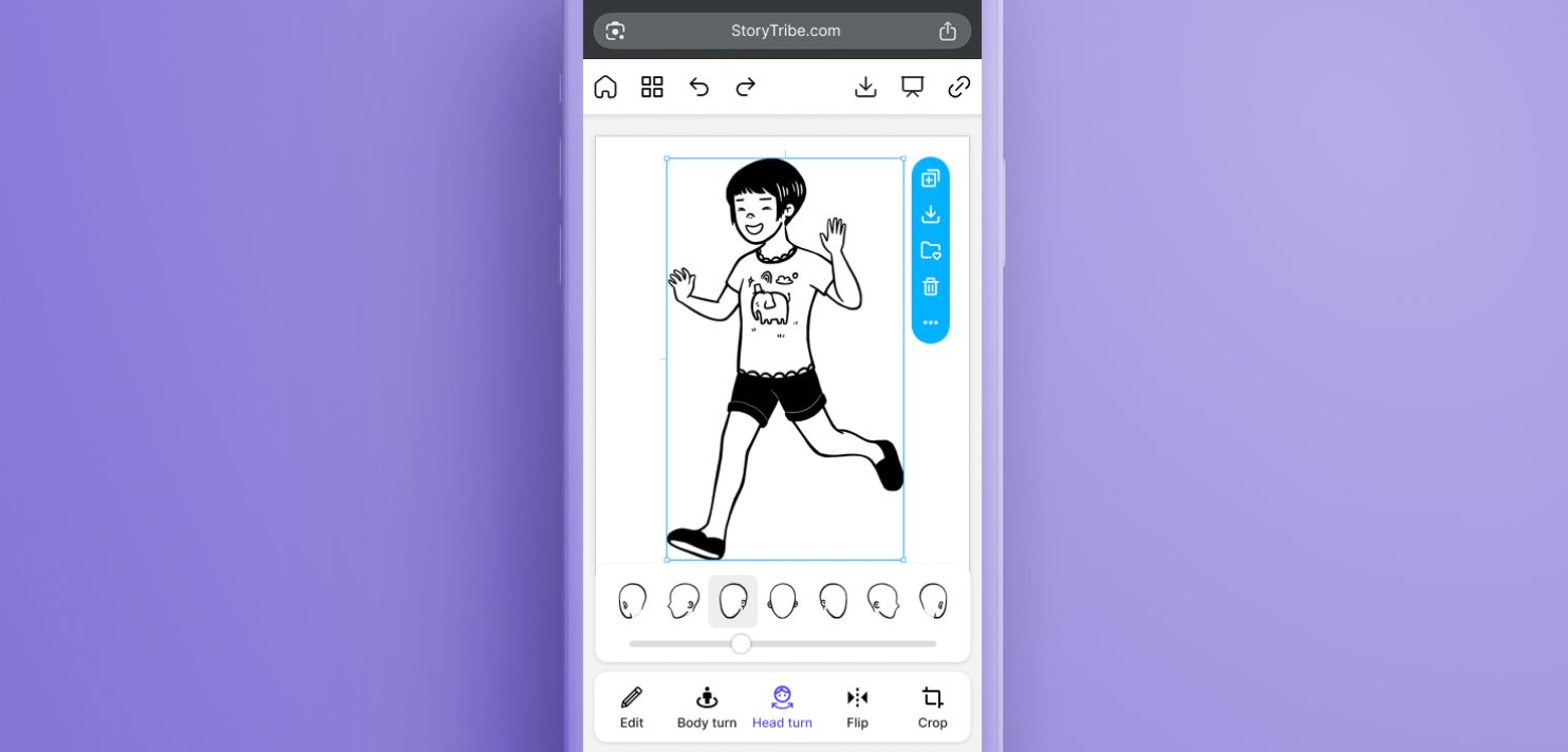 StoryTribe editor shown on a mobile, highlighting upcoming mobile version.
